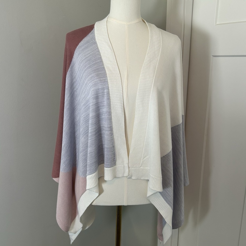 Lululemon Hatha Wrap OS Colorblock Open Front Poncho Shawl Cardigan Viscose Silk